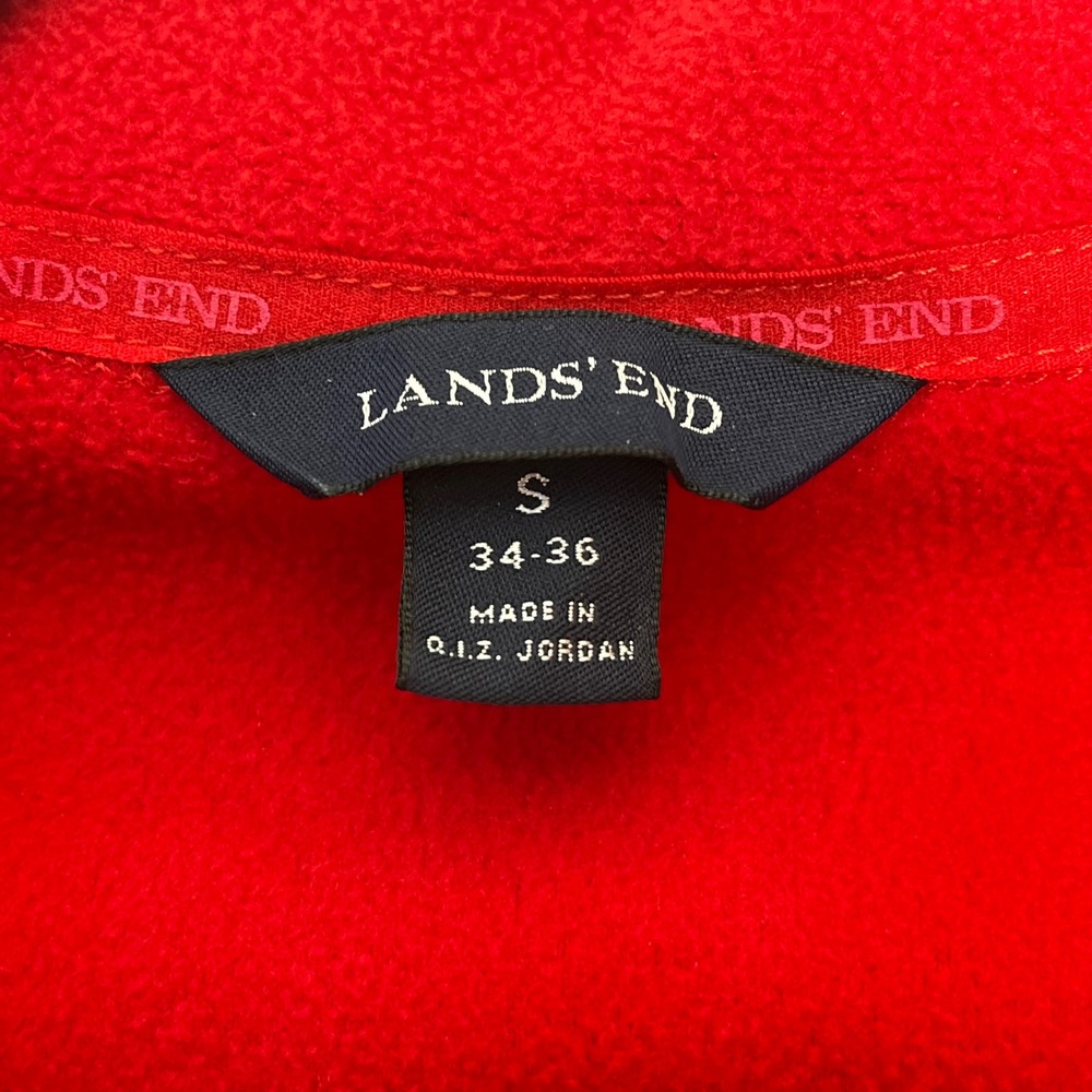Lands End Mens Red ThermaCheck Fleece Quarter Zip Pullover Sweater Small 34-36 - Picture 5 of 7